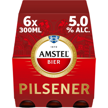 Amstel Bier Traditiegetrouw Pilsener Flessen 6 x 300 ml