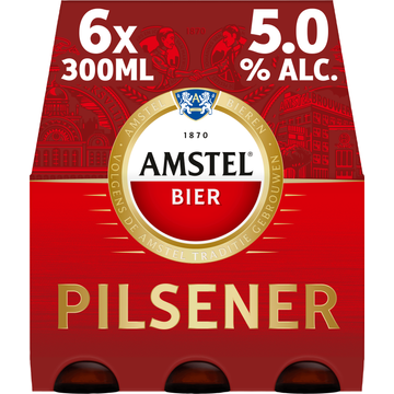 Amstel Bier Traditiegetrouw Pilsener Flessen 6 x 300 ml