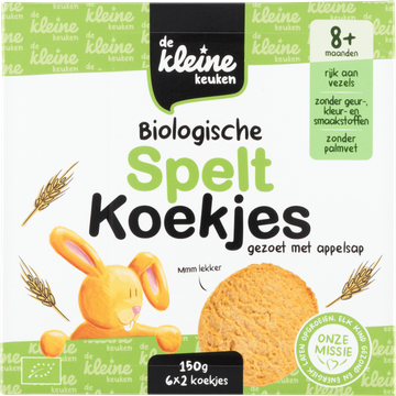 De Kleine Keuken Biologische Spelt Koekjes Gezoet met Appelsap 8+ Maanden 6 x 2 Stuks 150 g