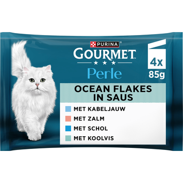 Gourmet Perle Ocean Flakes in Saus Kattenvoer, 4x85g