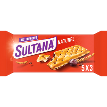 Sultana FruitBiscuit Naturel koek 5x3 stuks