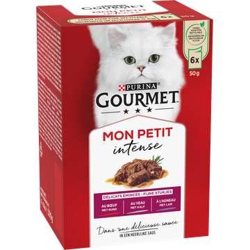 Gourmet Mon Petit Intense Kattenvoer nat met Rund, Kalf en Lam