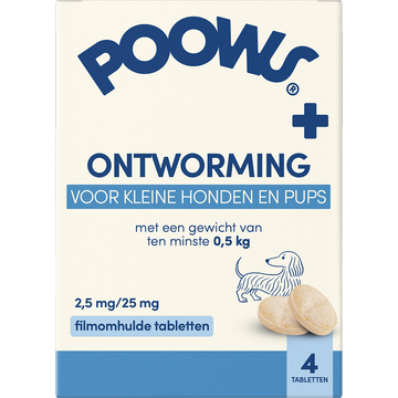 PoOws Ontworming voor Kleine Honden en Pups 4 Tabletten