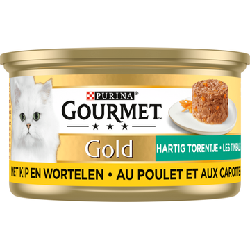 Gourmet Gold Hartig Torentje Kattenvoer nat met Kip en Wortelen