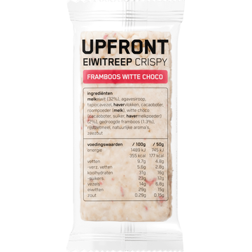 Upfront Eiwitreep Crispy Witte Choco Framboos 50 g