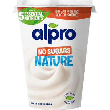 Alpro Plantaardige Variatie Op Yoghurt Naturel Zonder Suiker 500g