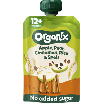 Organix Fruitpuree  Apple, Pear, Cinnamon, Rice & Spelt 12 Maanden 100 g