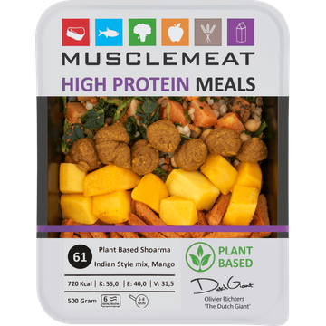 Muscle Meat High Protein Meals Plant Based Shoarma Indian Style Mix, Mango 500 g
