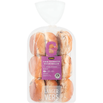 Jumbo - Mini Roomboter Rozijnenbollen - 9 Stuks