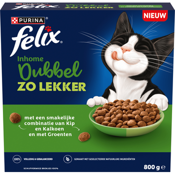 Felix Dubbel Zo Lekker Inhome met Kip, Kalkoen en Groenten Kattenvoer 800g