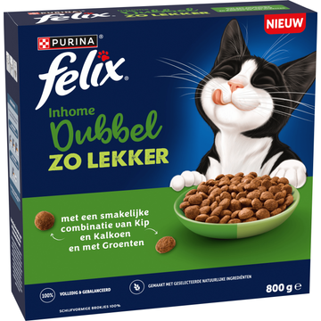 Felix Dubbel Zo Lekker Inhome met Kip, Kalkoen en Groenten Kattenvoer 800g