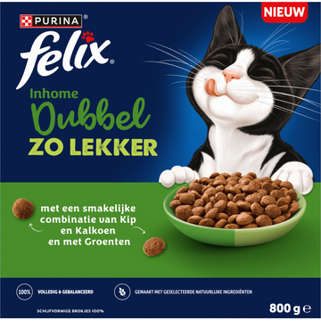Felix Dubbel Zo Lekker Inhome met Kip, Kalkoen en Groenten Kattenvoer 800g