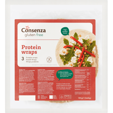 Consenza Glutenvrije proteine wraps 3st 180g