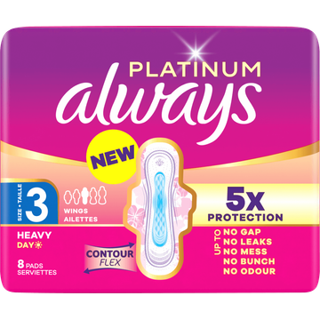 Always Platinum Dag Maandverband Voor Zware Menstruatie (Maat 3) 8 Stuks