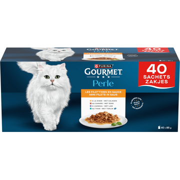 Gourmet Perle Mini Filets in Saus met Eend, Lam, Tonijn, Kalkoen 40 x 85g