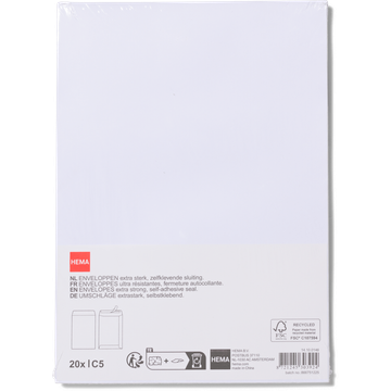 HEMA enveloppen sterk zelfkl C5 wit 20 stuks