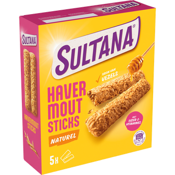 Sultana Havermoutsticks Naturel 5x2 stuks