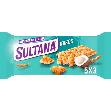 Sultana Knapperige Biscuit Kokos 5x3 stuks
