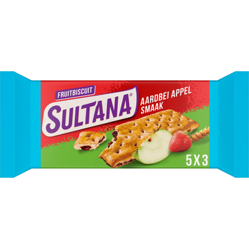 Sultana FruitBiscuits Aardbei Appel 30% minder suiker koek 5x3 stuks