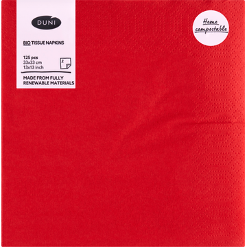 Duni Bio Tissue Napkins Rood 2-Laags 125 Stuks