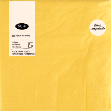 Duni Bio Tissue Napkins Geel 2-Laags 125 Stuks