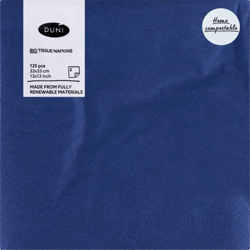Duni Bio Tissue Napkins Blauw 2-Laags 125 Stuks