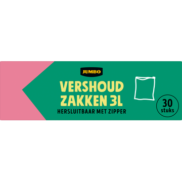 Jumbo Vershoudzakken Hersluitbaar met Zipper 3 L 30 Stuks