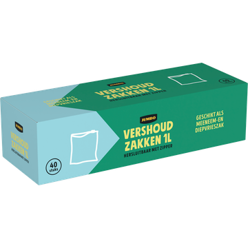Jumbo Vershoudzakken Hersluitbaar met Zipper 1 L 40 Stuks