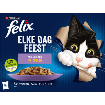 FELIX® Elke Dag Feest Mix Selectie in Gelei Kattenvoer 12x85g