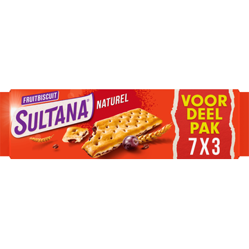 Sultana FruitBiscuit Naturel Voordeelpak koek 7x3 stuks