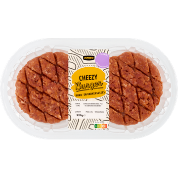 Jumbo Cheezy Burger Rund- en Varkensvlees 2 Stuks