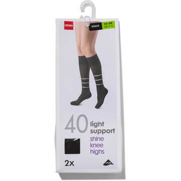 HEMA Lycra Kniekousen Licht Ondersteunend - 40 Denier Zwart maat 39-42 - 2 Stuks