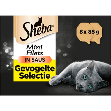 Sheba kattenvoer Mini Filets - Adult -  Natvoer - Gevogelte in Saus - kuipjes 8 x 85g