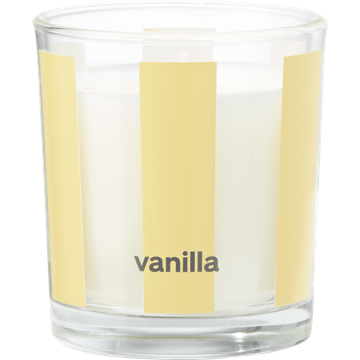 HEMA Geurkaars ⌀7x8cm Vanille Streep Lichtgeel