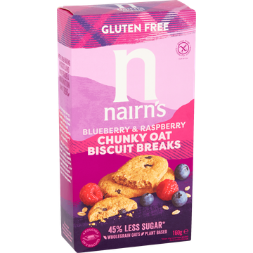 Nairn's Gluten Free Blueberry & Raspberry Chunky Oat Biscuit Breaks 160 g