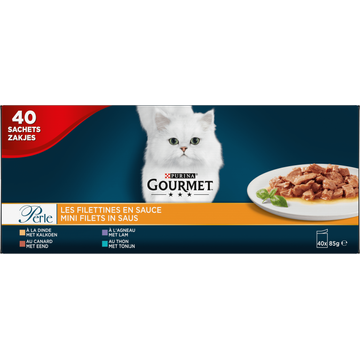Gourmet Perle Mini Filets in Saus met Eend, Lam, Tonijn, Kalkoen 40 x 85g