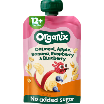 Organix Knijpfruit Haver, Appel, Banaan, Aardbei, Bosbes 6x 12mnd