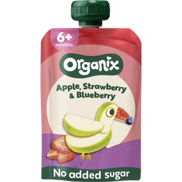 Organix Knijpfruit Appel, Aardbei & Bosbes 6x 6+m