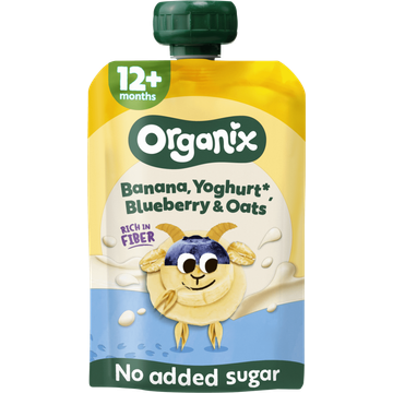 Organix Knijpfruit Banaan, Yoghurt, Blauwe Bes & Haver