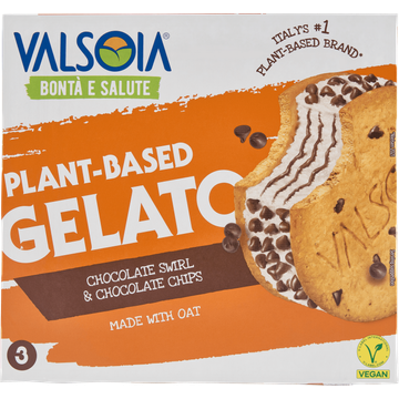 Valsoia Bontà e Salute Plant-Based Gelato Chocolate Swirl & Chocolate Chips 3 Stuks 270 g