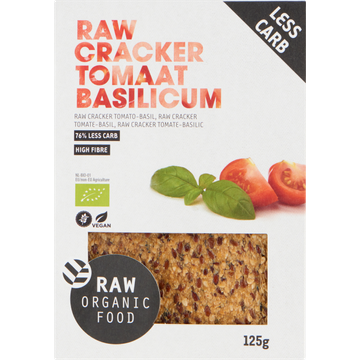 Raw Organic Food Raw Cracker Tomaat Basilicum 125 g