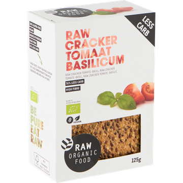 Raw Organic Food Raw Cracker Tomaat Basilicum 125 g