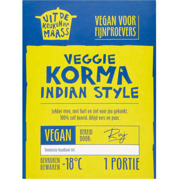 Uit de Keuken van Maass Veggie Korma Indian Style 380 g