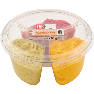 Jumbo Houmous Trio met Rode Biet, Curry en Koriander 210g