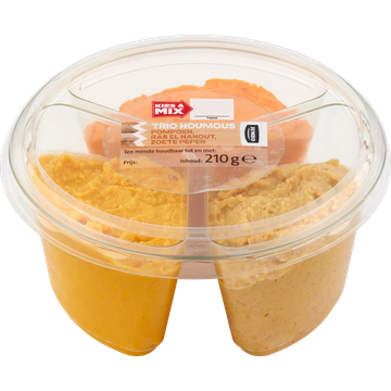 Jumbo Houmous Trio met Pompoen, Ras el Hanout en Zoete Peper 210 g
