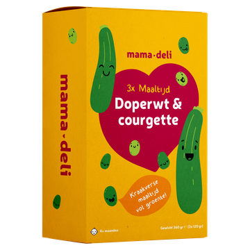 Mama Deli Maaltijd doperwt & courgette 4+ maanden 3 x 120 g
