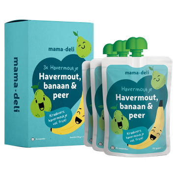 Mama Deli Havermoutje banaan & peer 8+ maanden 3 x 90 g