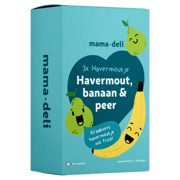 Mama Deli Havermoutje banaan & peer 8+ maanden 3 x 90 g