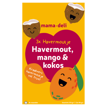 Mama Deli Havermoutje mango & kokos 8+ maanden 3 x 90 g