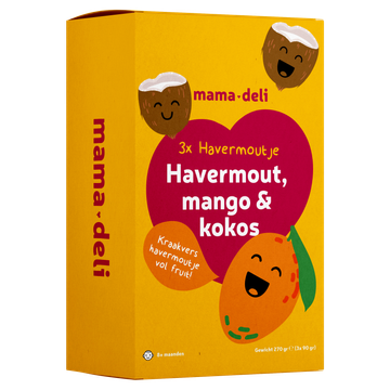 Mama Deli Havermoutje mango & kokos 8+ maanden 3 x 90 g